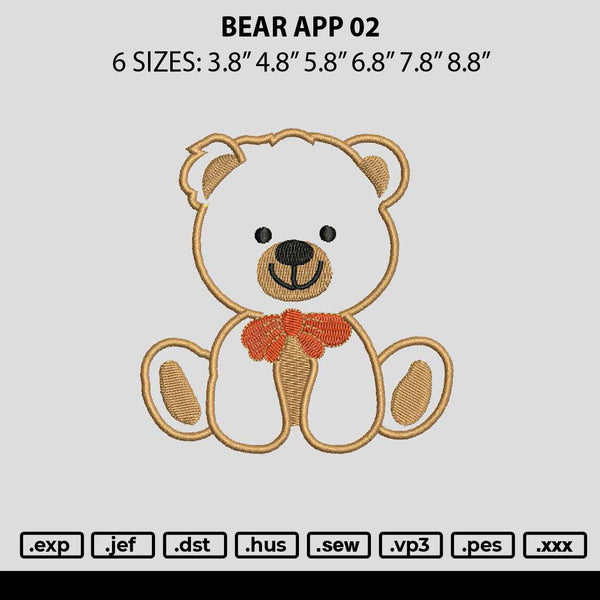 Bear App 02 Embroidery File 6 sizes