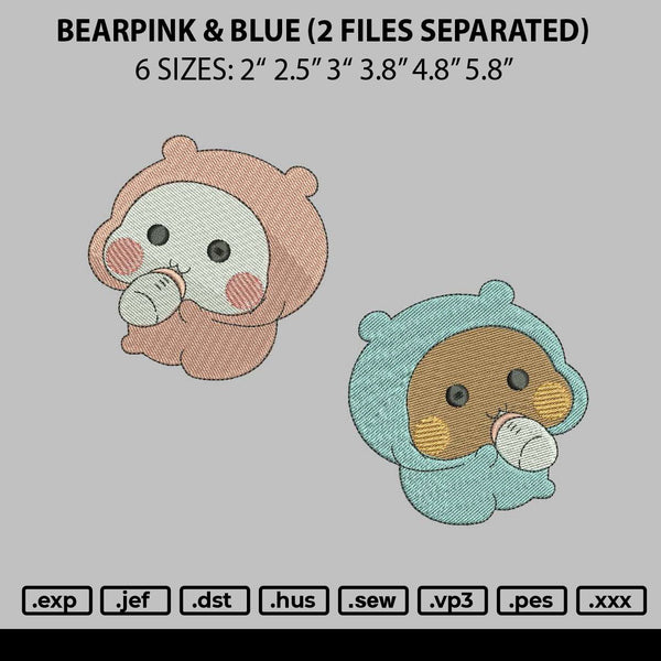 Bearpink Blue Embroidery 2 Files