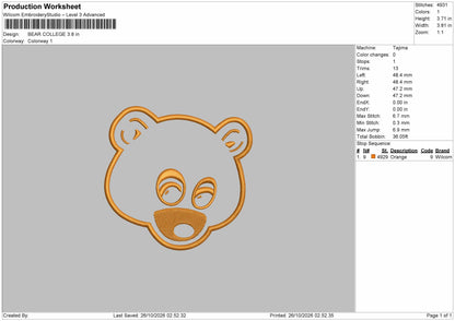 Bear Outline Text Embroidery Machine Design 2 Files