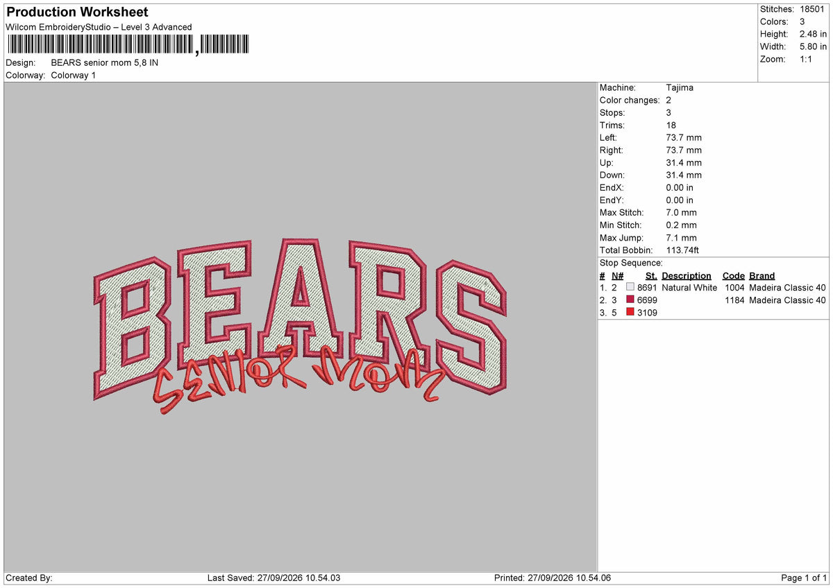 Bears Text Embroidery Machine Design File 6 sizes