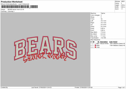 Bears Text Embroidery Machine Design File 6 sizes