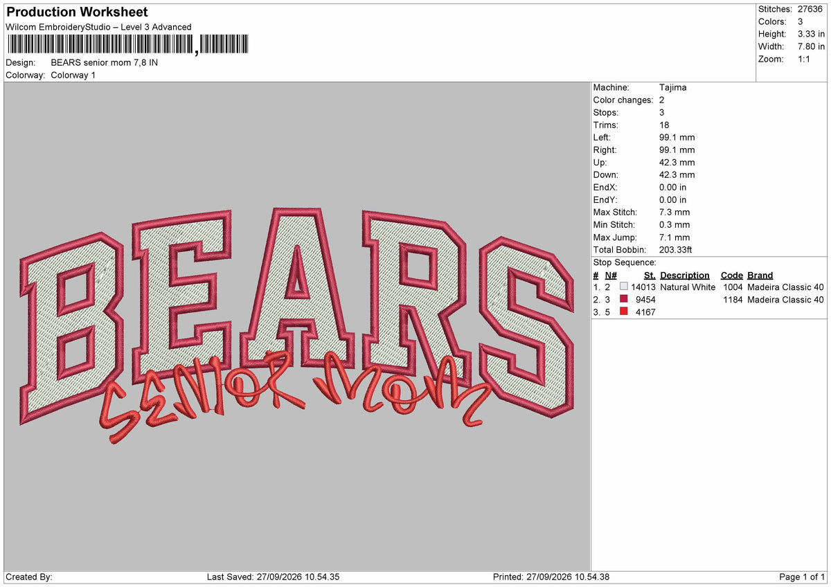 Bears Text Embroidery Machine Design File 6 sizes