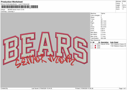 Bears Text Embroidery Machine Design File 6 sizes