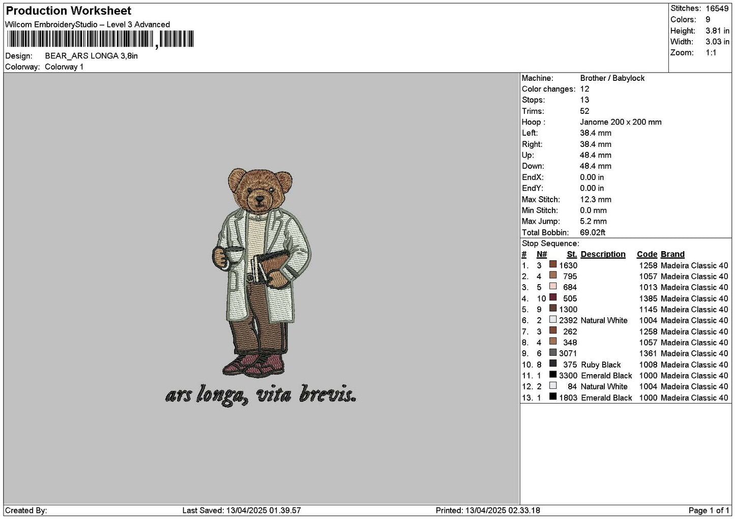Beartext 1104 Embroidery File 6 sizes