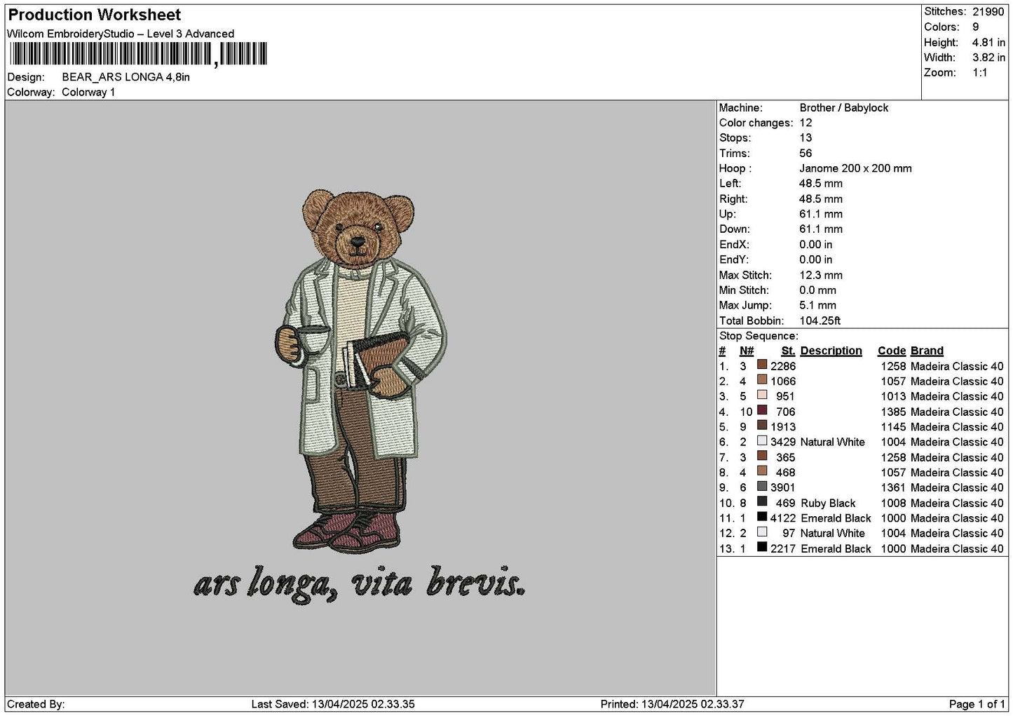 Beartext 1104 Embroidery File 6 sizes