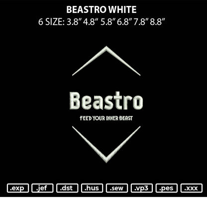 Beastro White Embroidery File 6 sizes
