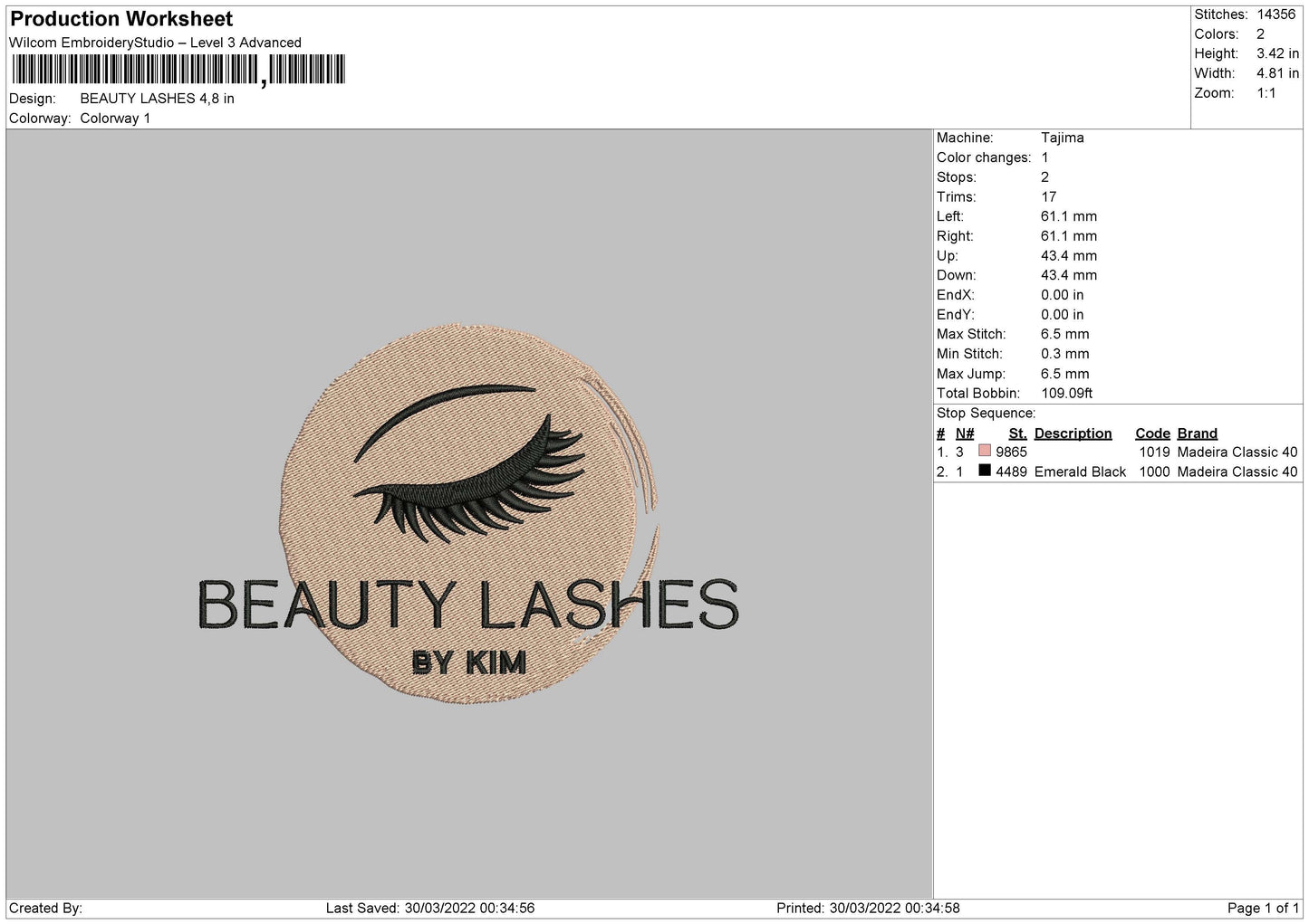 Beauty Lashes Embroidery File 4 size