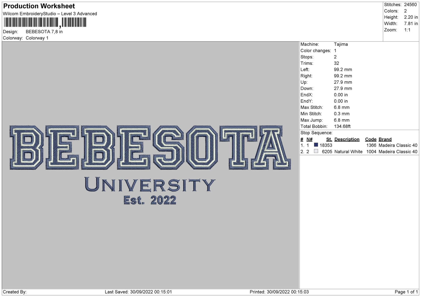 Bebesota Univ Embroidery File 5 sizes