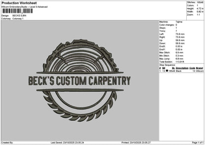 Beckscircle Embroidery File 6 sizes