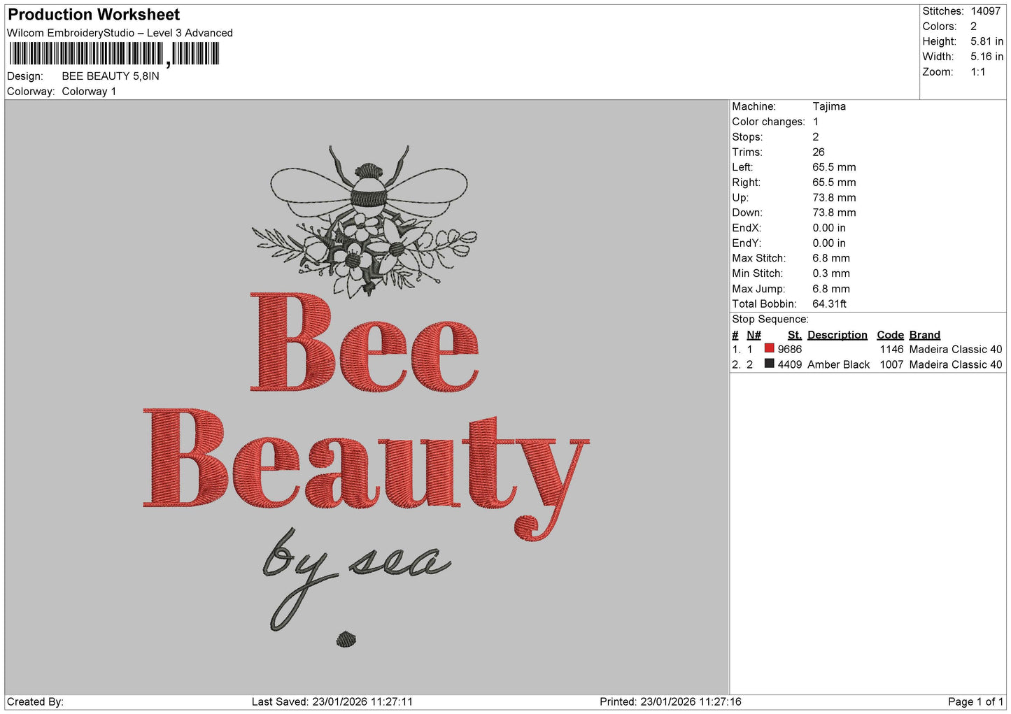 BEE BEAUTY Embroider File 6 sizes