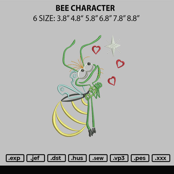 Bee Character Embroidery File 6 sizes