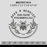 Beestext Embroidery File 6 sizes