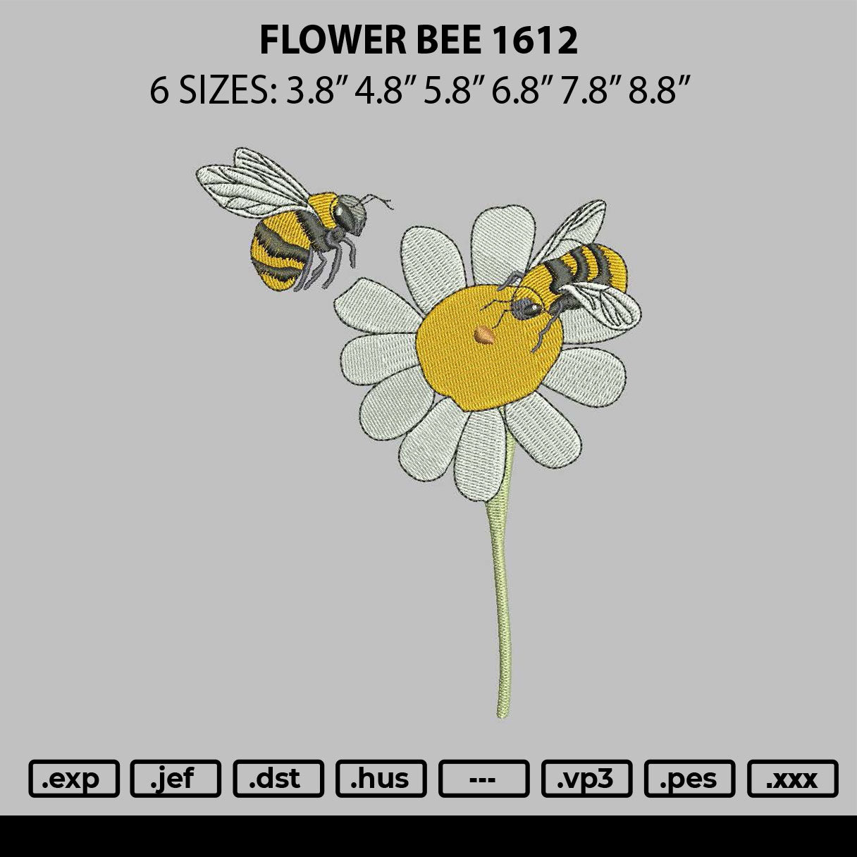 Flower Bee 1612 Embroidery File 6 sizes
