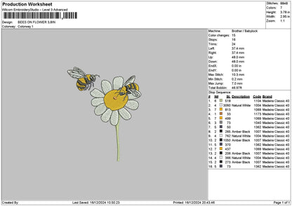 Flower Bee 1612 Embroidery File 6 sizes