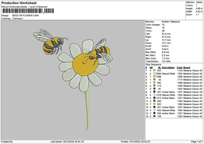 Flower Bee 1612 Embroidery File 6 sizes