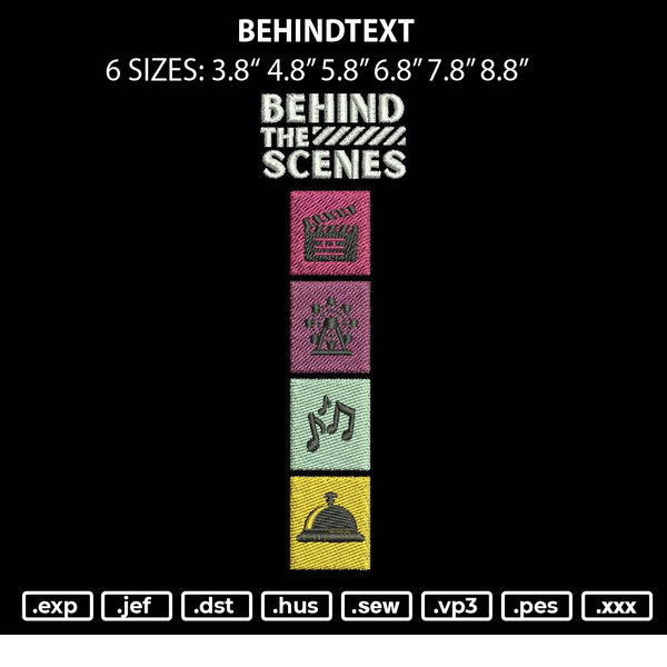 Behindtext Embroidery File 6 sizes