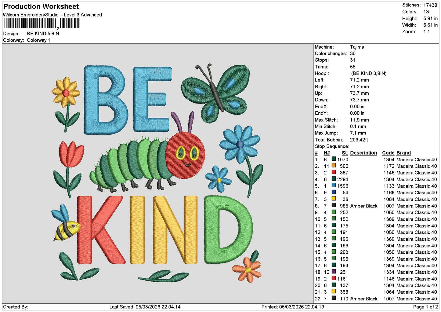Bekindtext 0503 Embroidery File 6 sizes