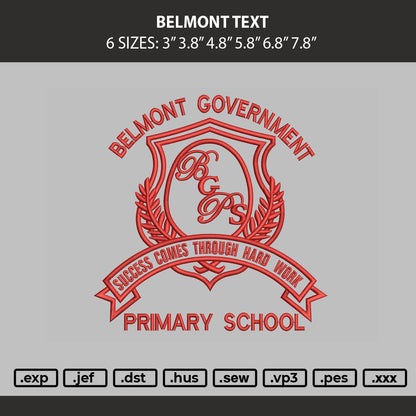 Belmont Text Embroidery Machine Design File 6 sizes