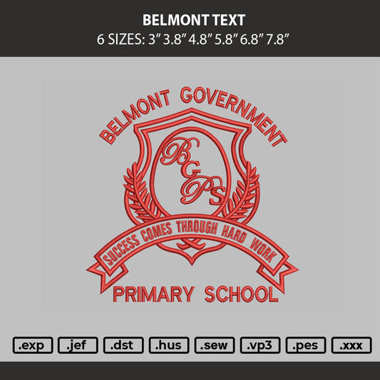 Belmont Text Embroidery Machine Design File 6 sizes