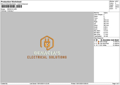 Benaciatext Embroidery File 6 sizes