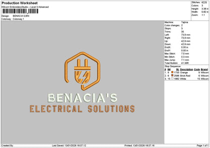 Benaciatext Embroidery File 6 sizes