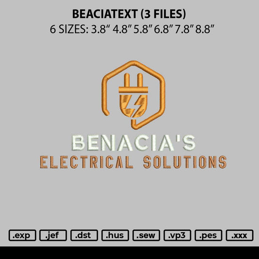 Benaciatext Embroidery File 6 sizes