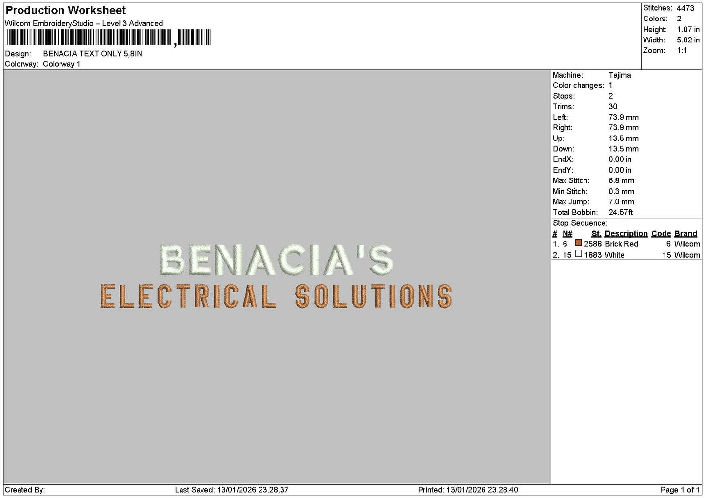 Benaciatext Embroidery File 6 sizes