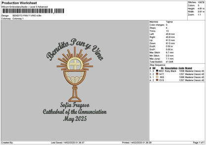 Benditotext Embroidery File 6 sizes