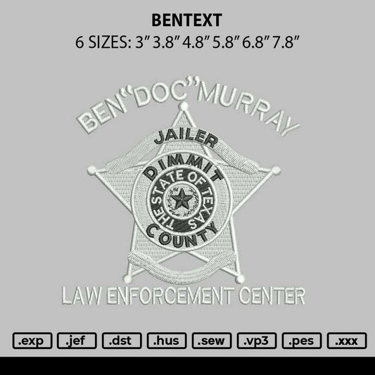 Bentext Embroidery File 6 sizes