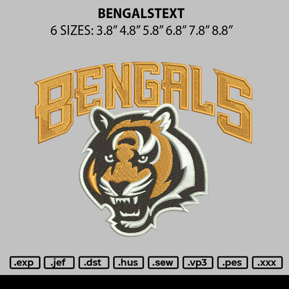 Bengalstext Embroidery File 6 sizes