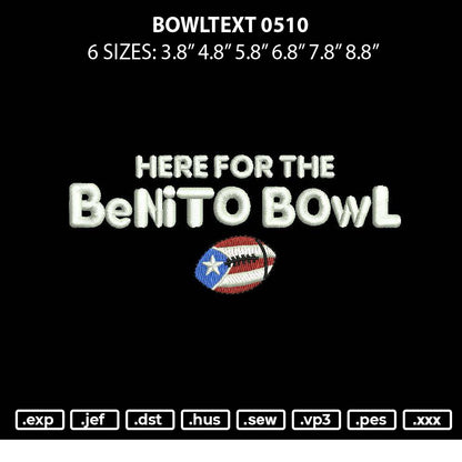 Bowltext 0510 Embroidery File 6 sizes