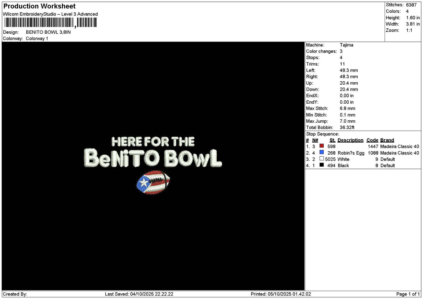 Bowltext 0510 Embroidery File 6 sizes