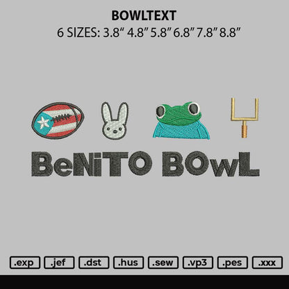 Bowltext 2212 Embroidery File 6 sizes