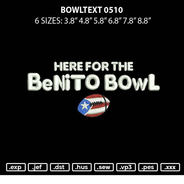 Bowltext 0510 Embroidery File 6 sizes