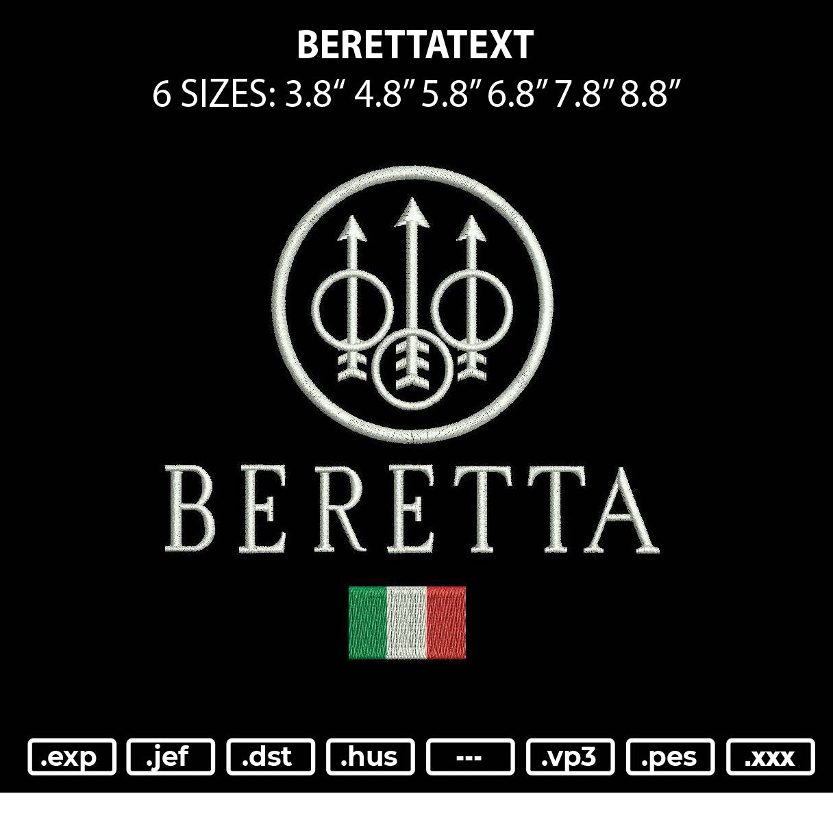 Berettatext Embroidery File 6 sizes