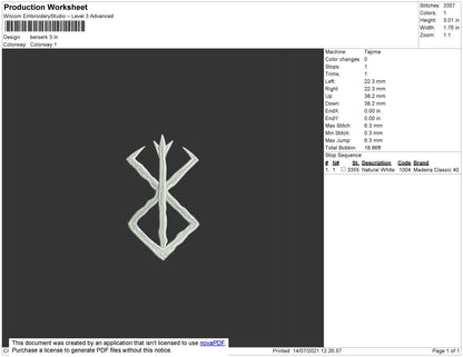 Berserk Logo Embroidery Design File