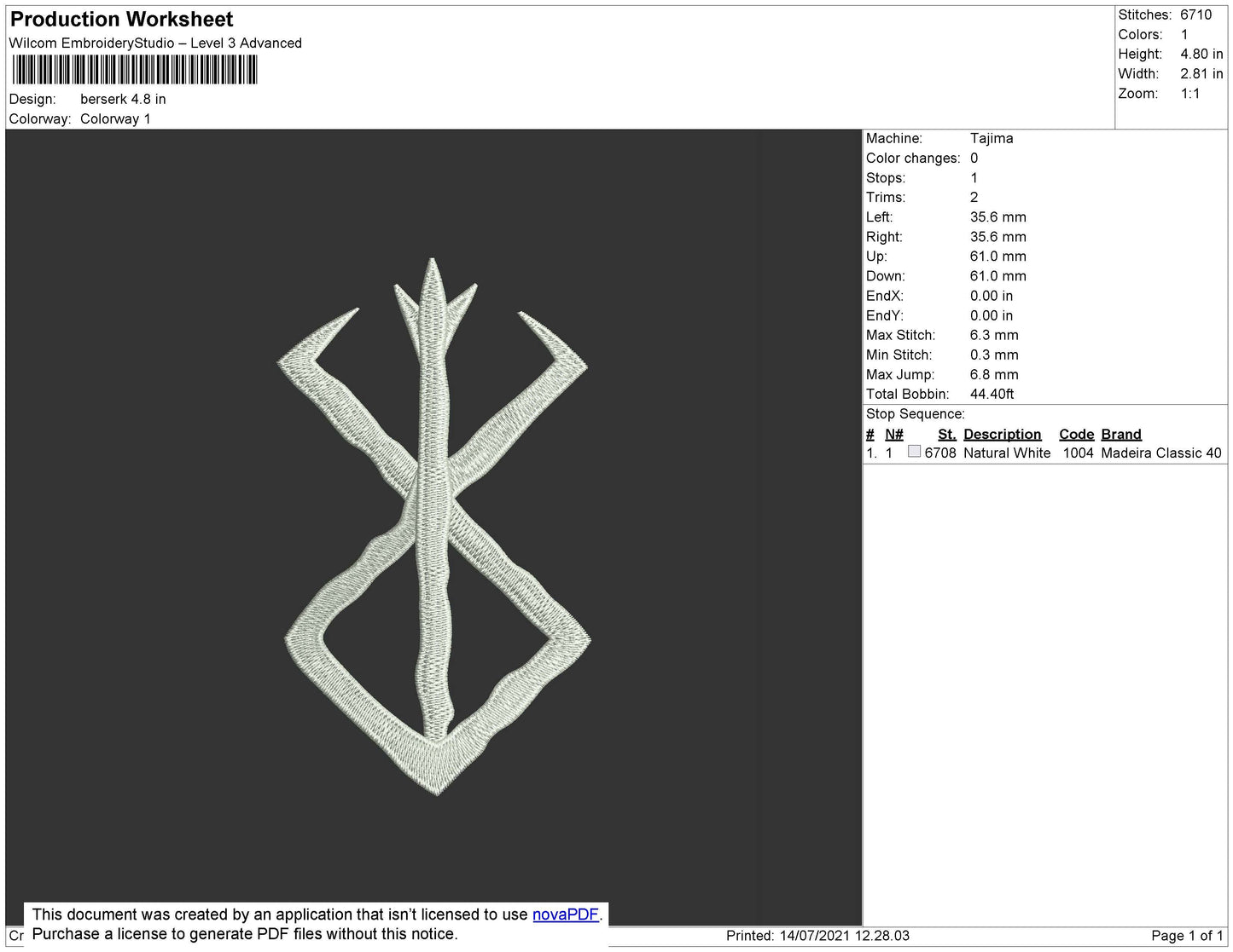 Berserk Logo Embroidery Design File