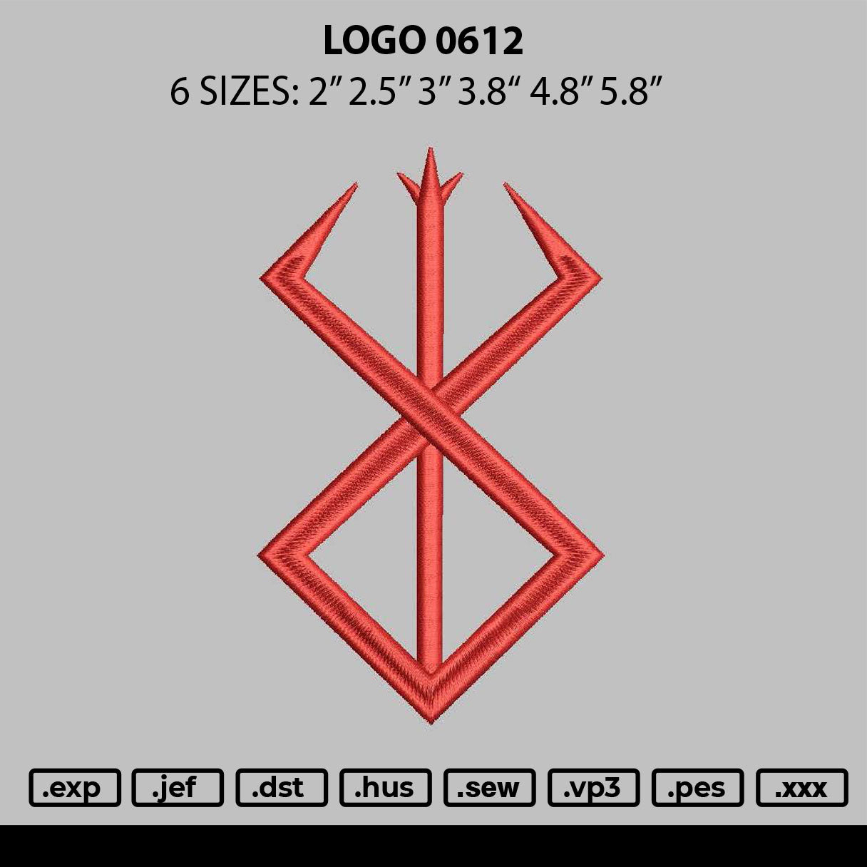 Logo 0612 Embroidery File 6 sizes