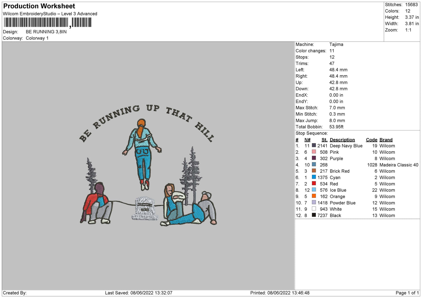 Be Running up that hill Embroidery Design File