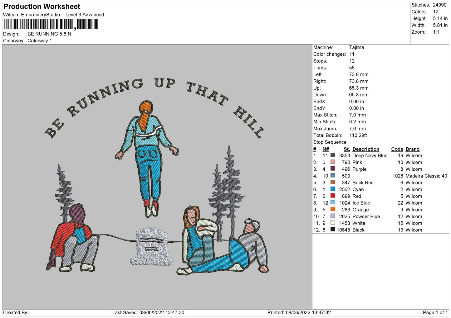 Be Running up that hill Embroidery Design File