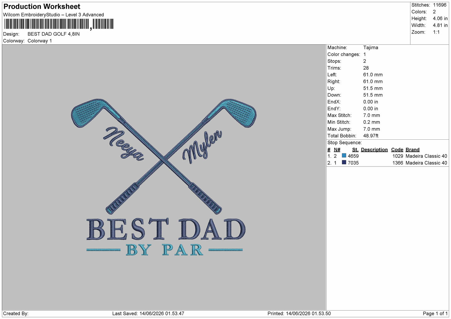 Best Dad Text Embroidery Machine Design File 6 sizes