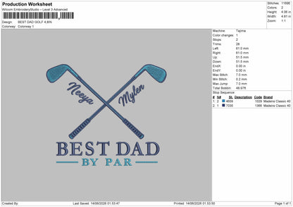 Best Dad Text Embroidery Machine Design File 6 sizes