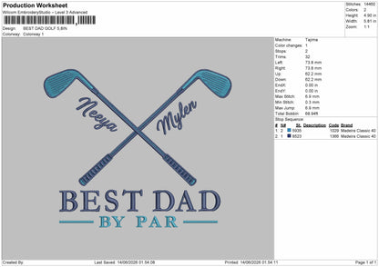 Best Dad Text Embroidery Machine Design File 6 sizes