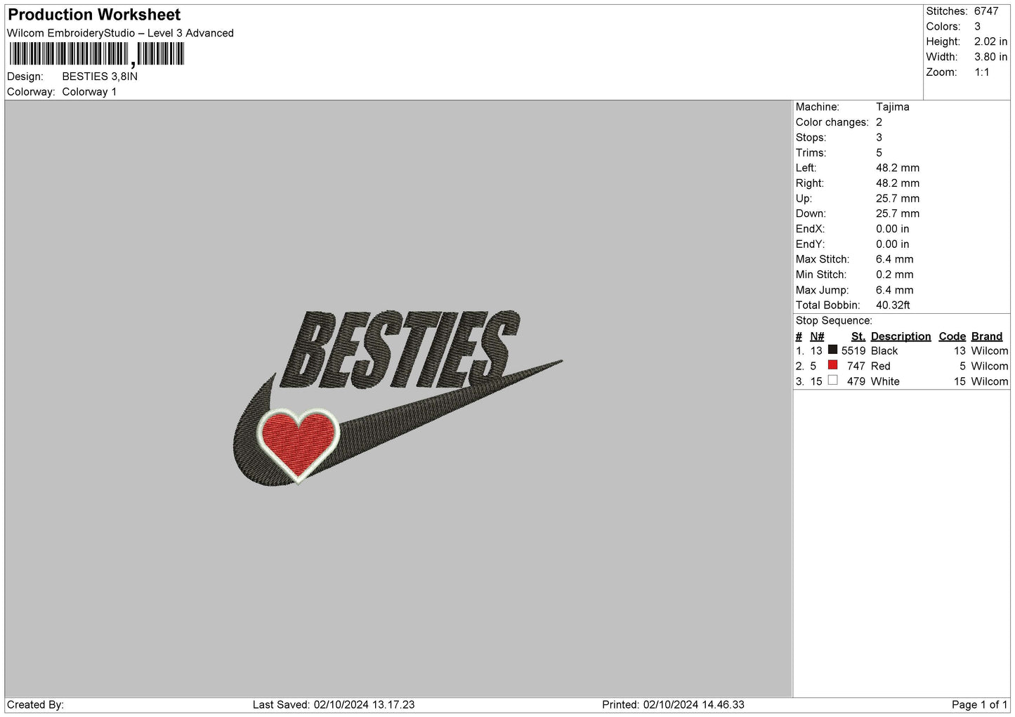 Besties Swoosh Embroidery File 6 sizes