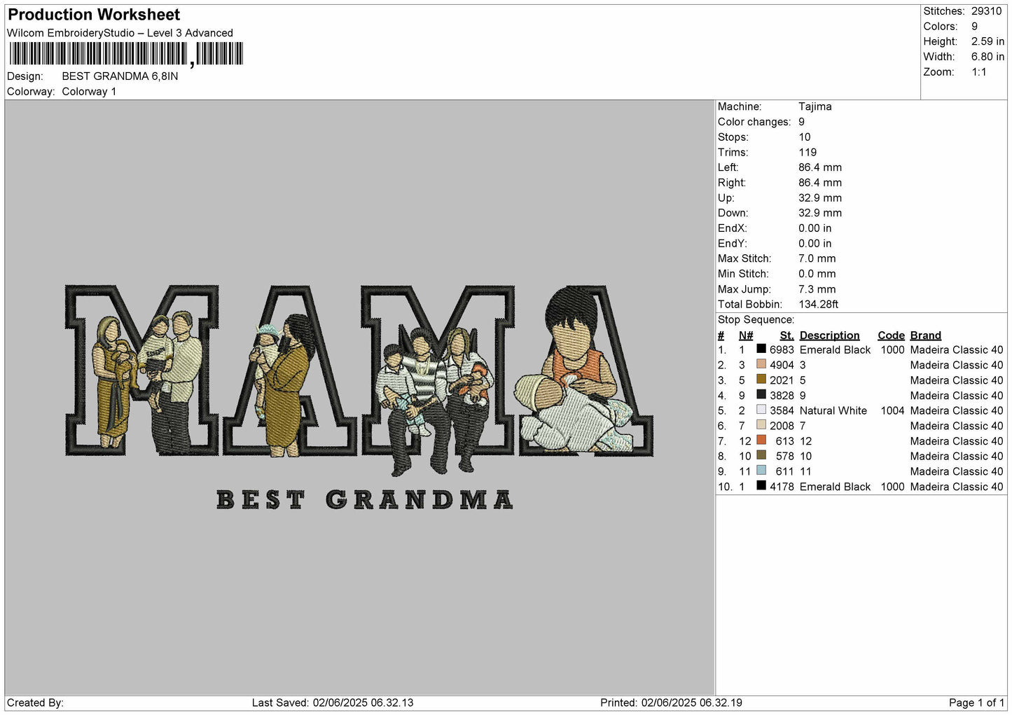 BEST GRANDMA Embroidery Machine File