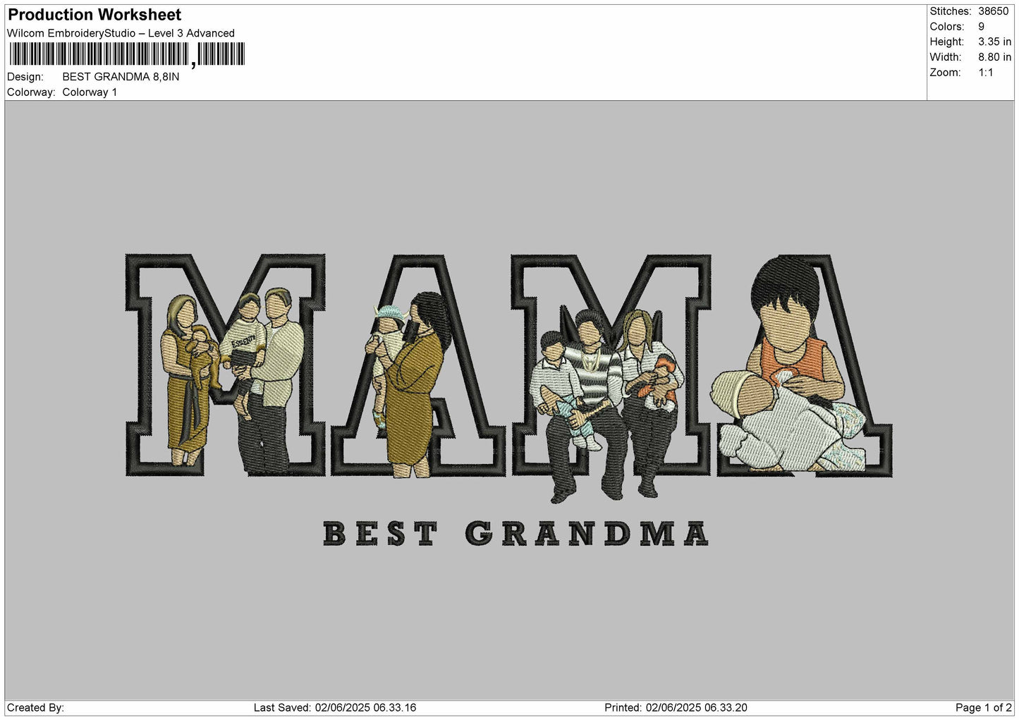 BEST GRANDMA Embroidery Machine File