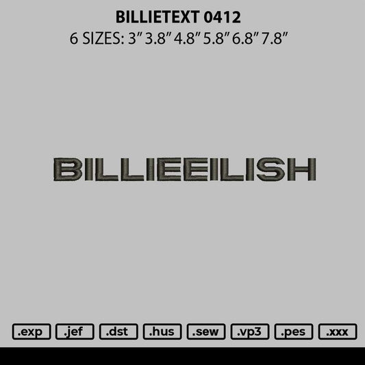 Billietext 0412 Embroidery File 6 sizes