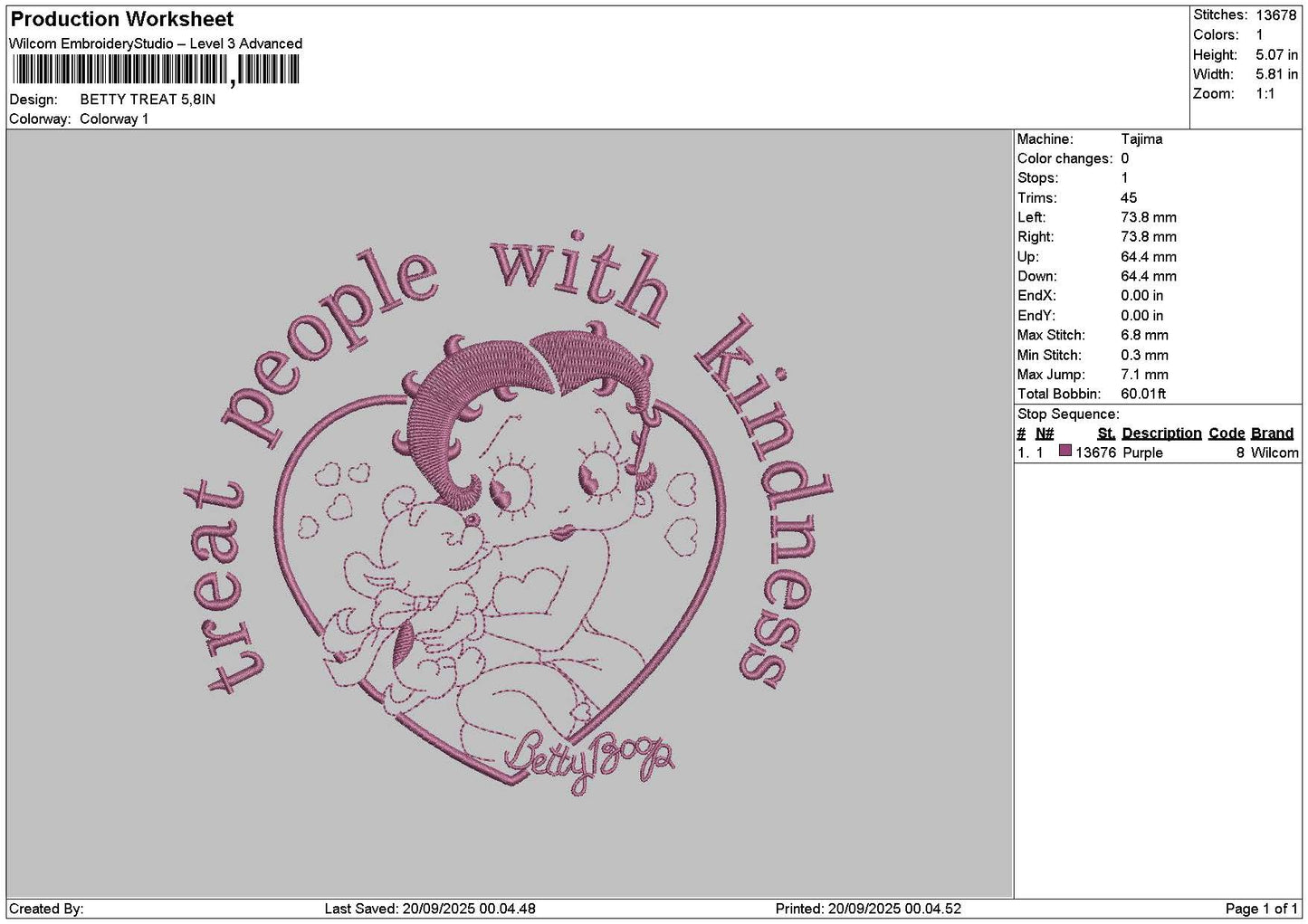 Betty Outline Embroidery File 6 sizes