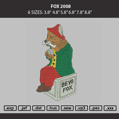 Fox 2008 Embroidery Machine Design File 6 sizes