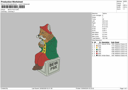 Fox 2008 Embroidery Machine Design File 6 sizes